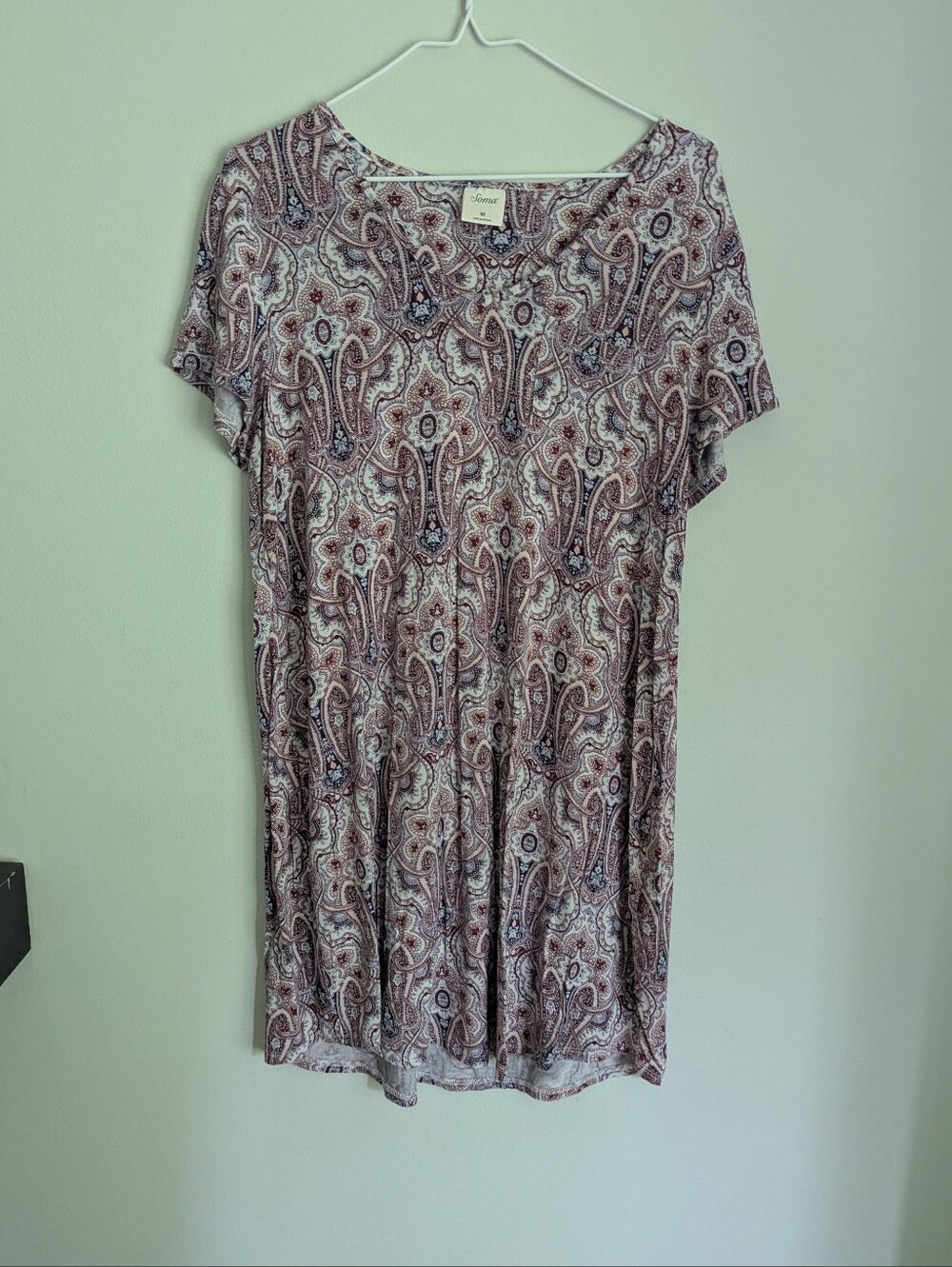 Soma Cool Nights Women's Medium Sleep Shirt Nightgown Paisley Lounge Purple